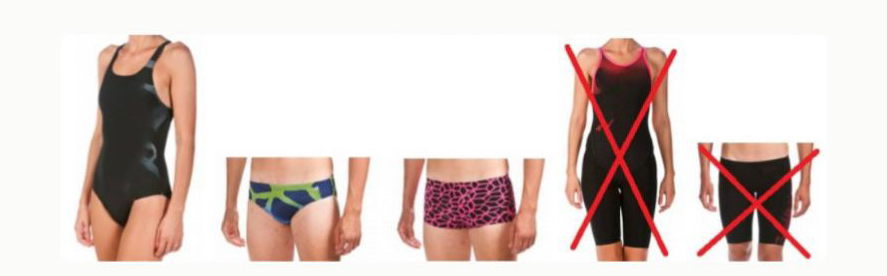 Erlaubte und nicht erlaubte Schwimmbekleidung